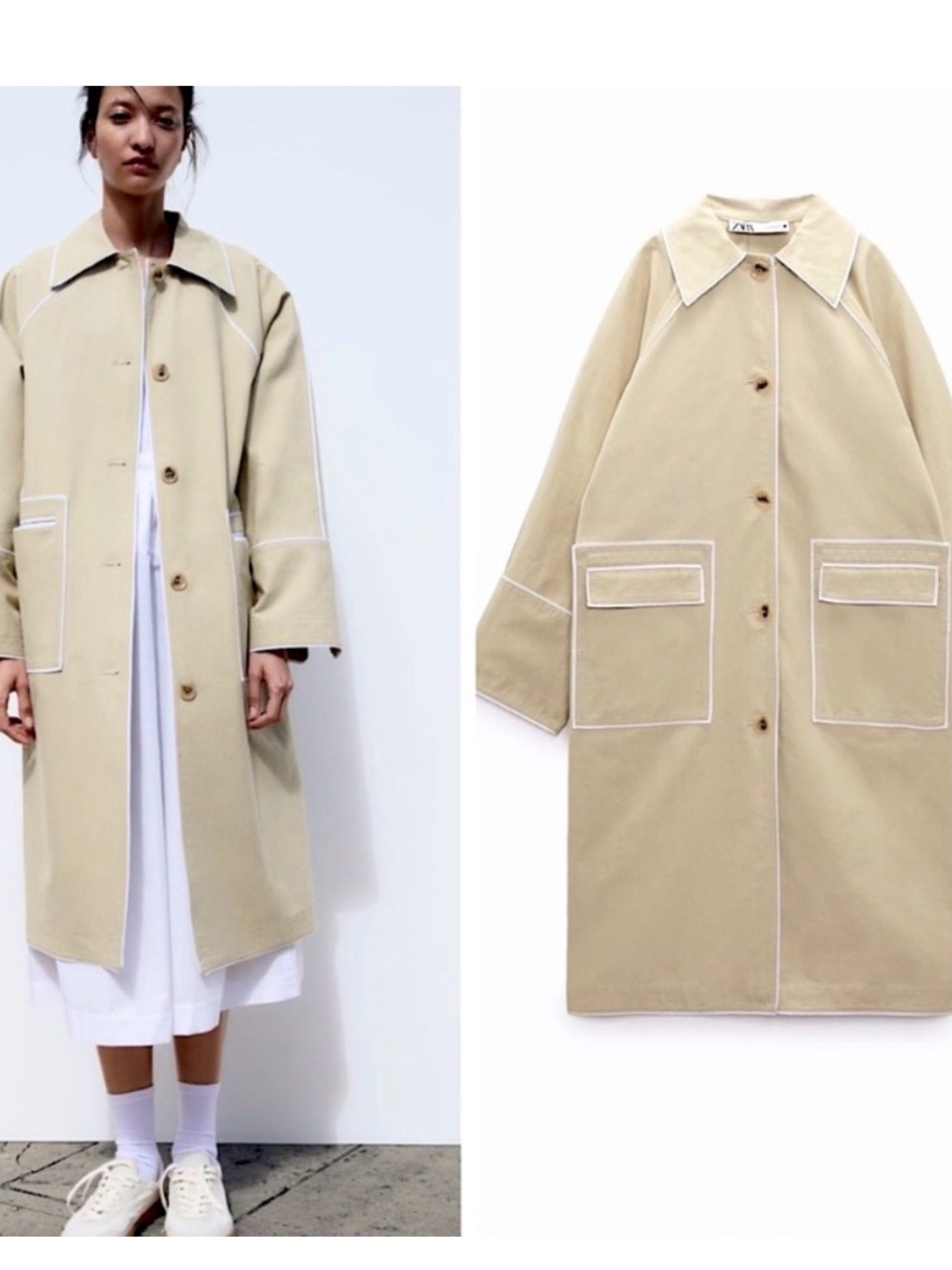 ZARA LIMITED EDITION CONTRAST PIPING TRENCH